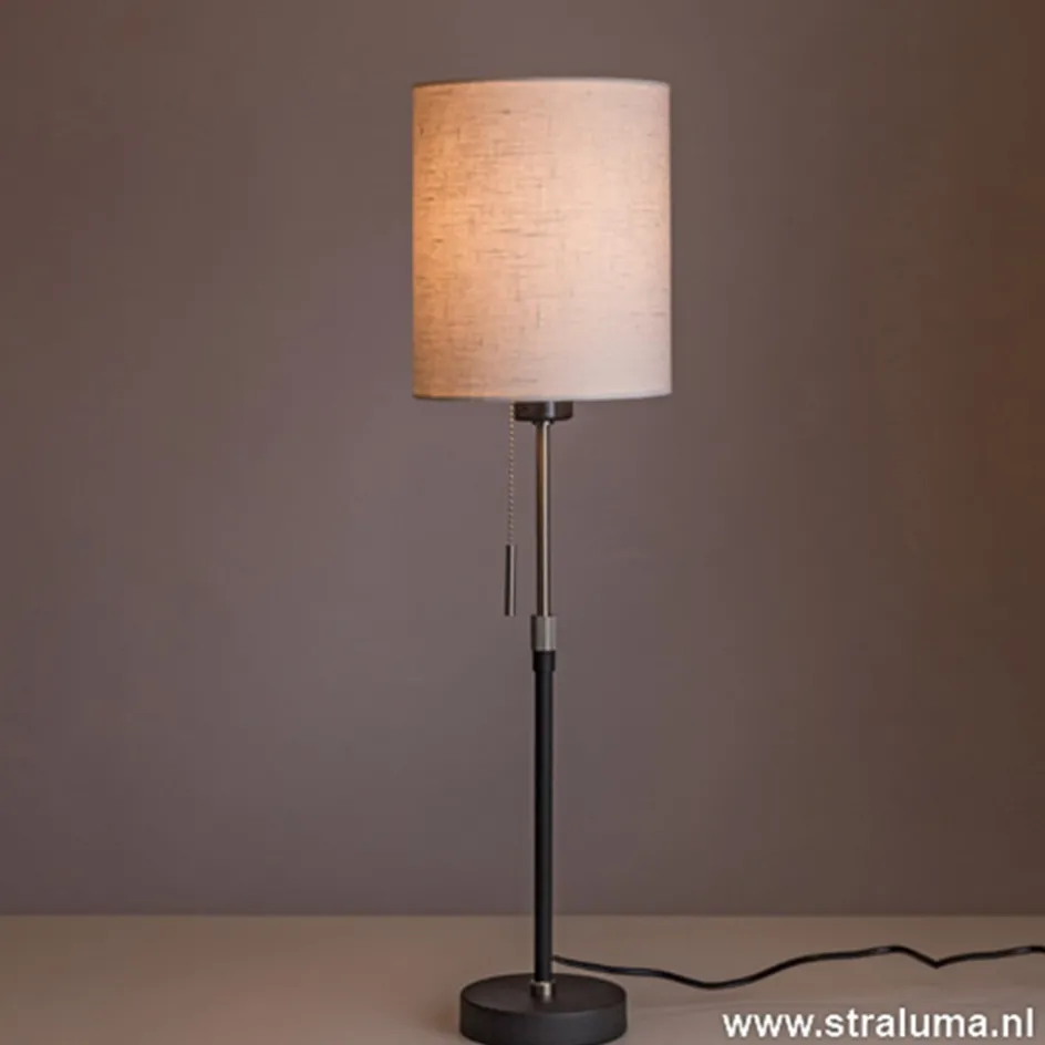 Verstelbare zwarte tafellamp met kap>Straluma