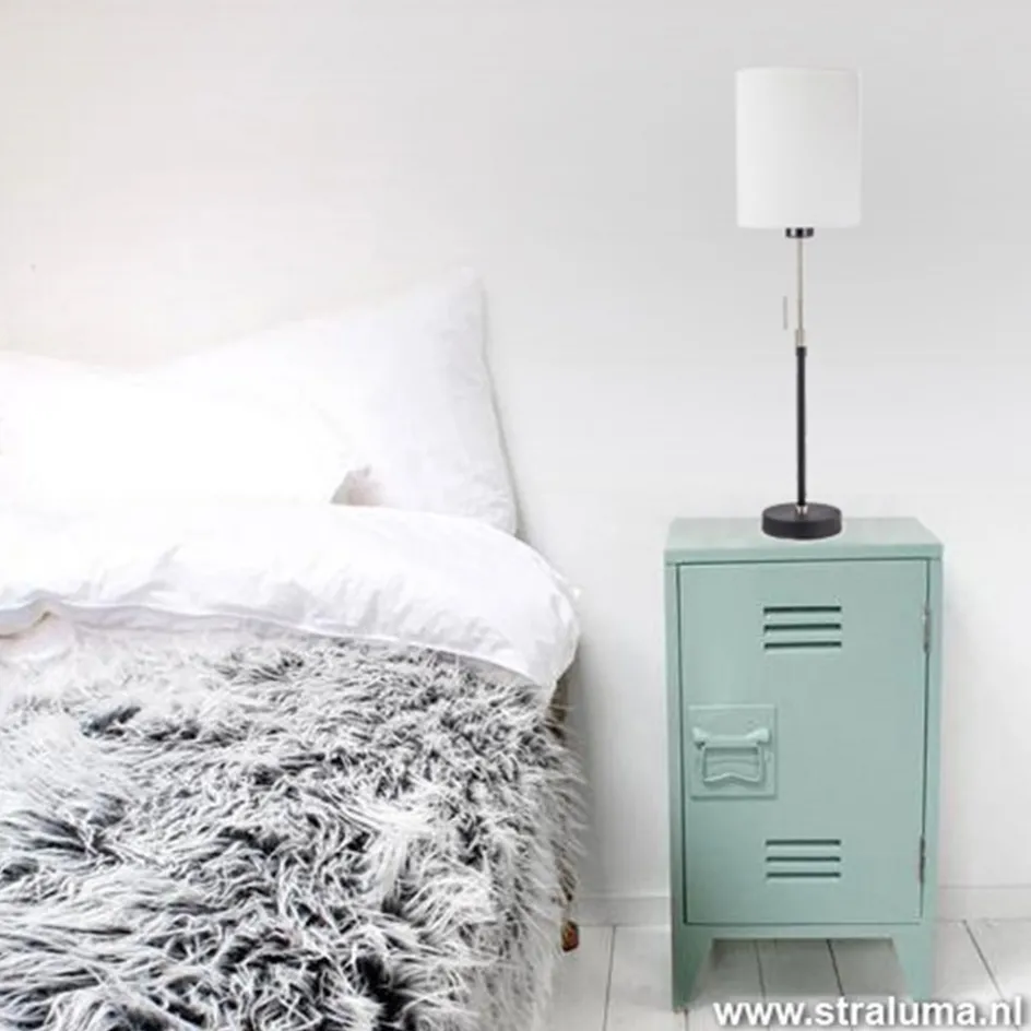 Verstelbare zwarte tafellamp met kap>Straluma