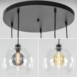 Videlamp / multipendel zwart met 5 helder glazen bollen></noscript>Straluma New