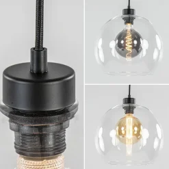 Videlamp / multipendel zwart met 5 helder glazen bollen></noscript>Straluma New