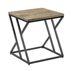 Vierkante bijzettafel zwart met mango hout>Straluma Outlet