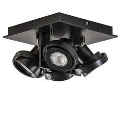 Vierkante LED plafondlamp 4-lichts zwart>Straluma Online
