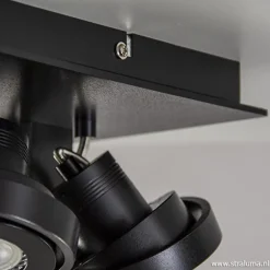 Vierkante LED plafondlamp 4-lichts zwart></noscript>Straluma Online
