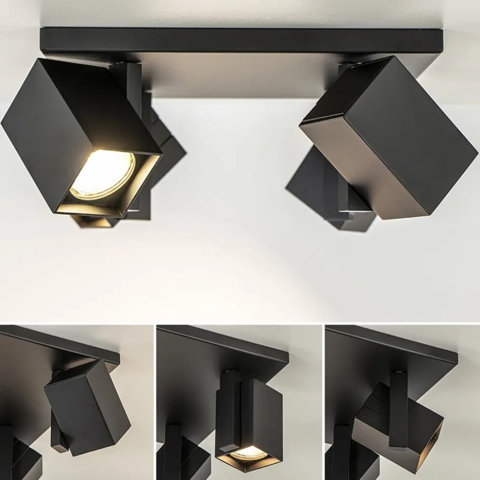 Vierkante opbouwspot 4L zwart verstelbaar>Straluma Outlet