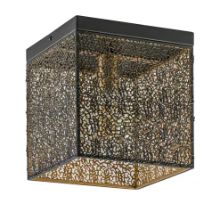 Vierkante plafondlamp zwart met gouden binnenzijde>Straluma Best