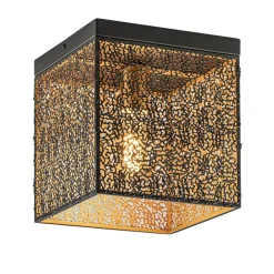 Vierkante plafondlamp zwart met gouden binnenzijde>Straluma Best