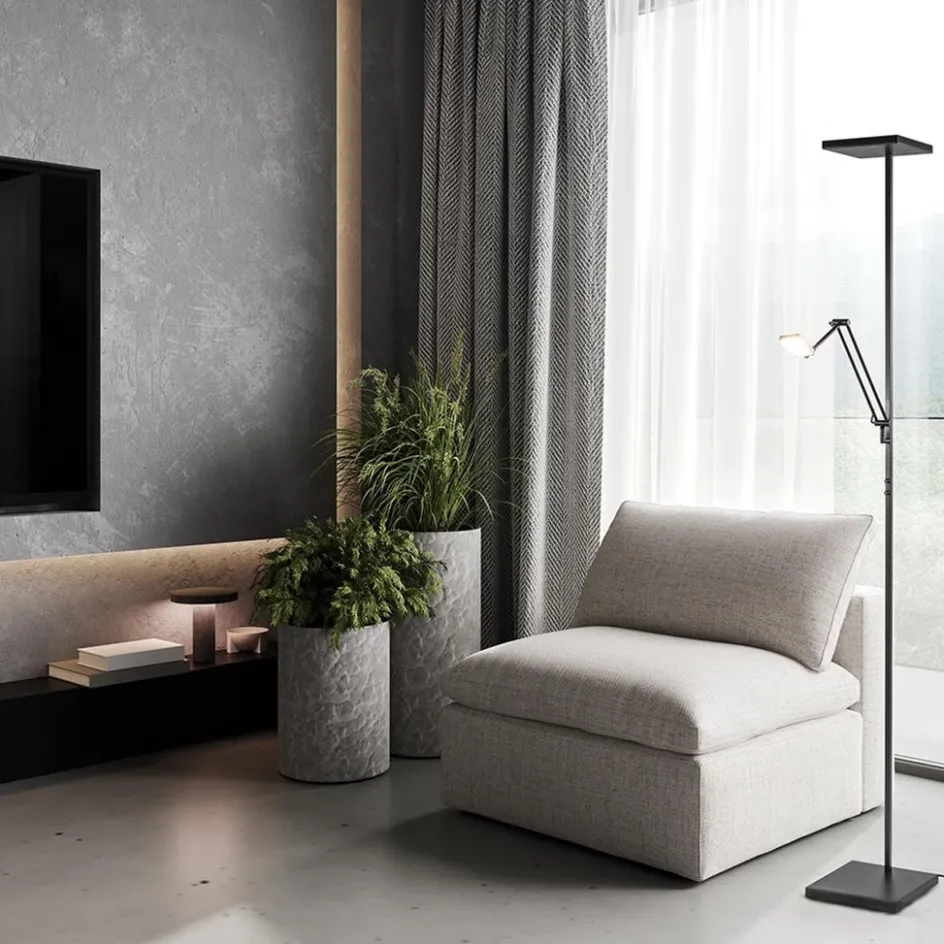 Vierkante uplighter zwart met verstelbare leesarm>Straluma Discount