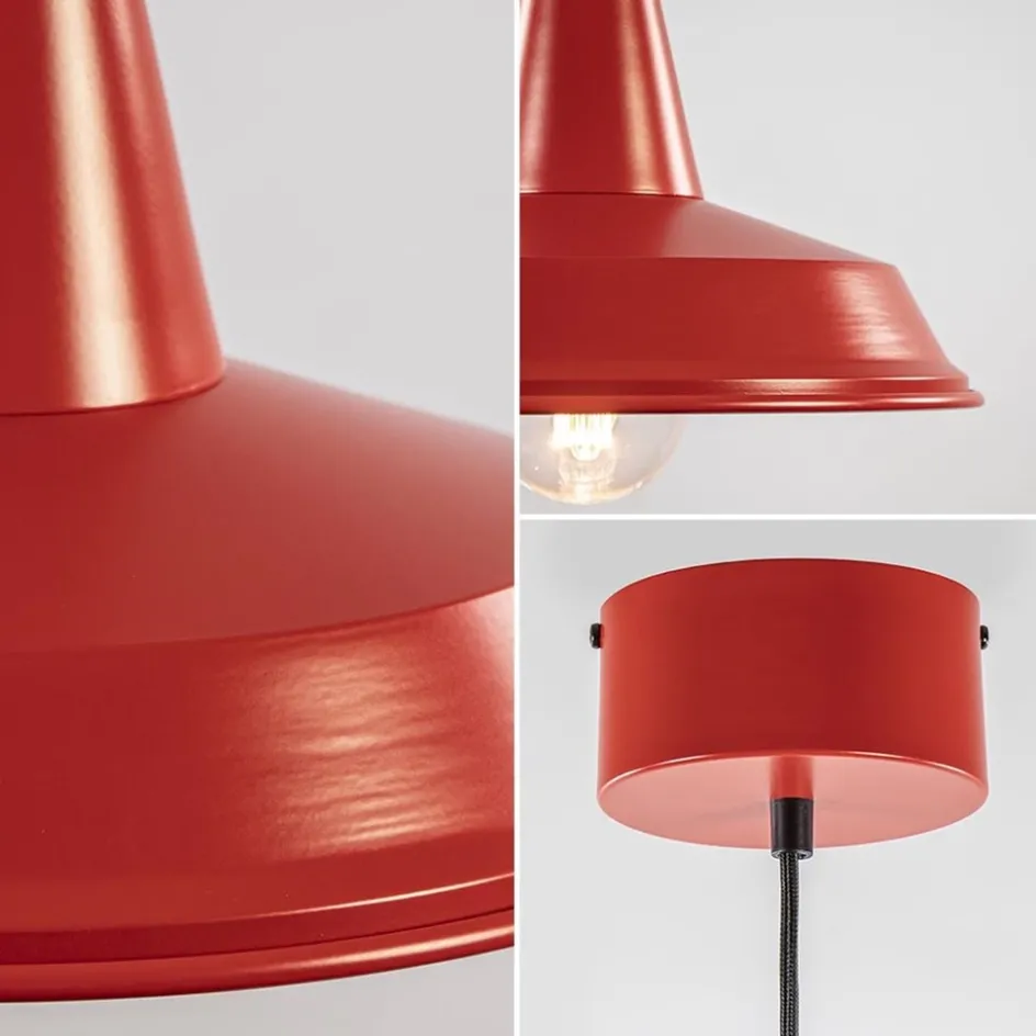 Vintage hanglamp rood met wit en zwart snoer>Straluma Hot