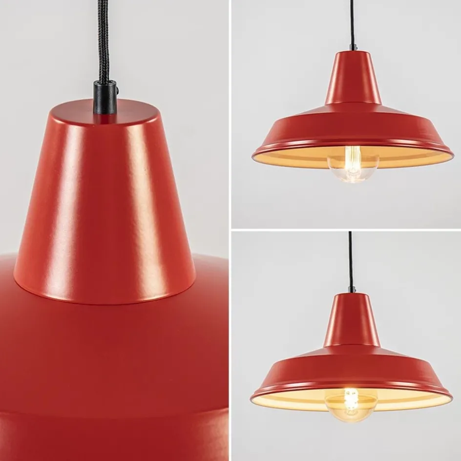 Vintage hanglamp rood met wit en zwart snoer>Straluma Hot