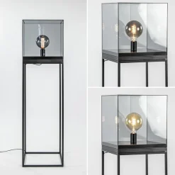 Vloerlamp Askjer kubus zwart/smoke glas></noscript>Straluma Outlet