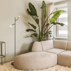 Vloerlamp Flute 2l zwart/matgoud pushdim><noscript><img width=