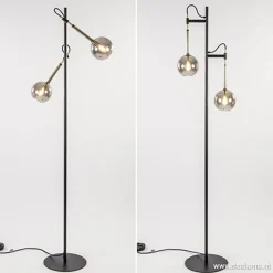 Vloerlamp Globe 2-L zwart/goud smokeglas>Straluma Sale