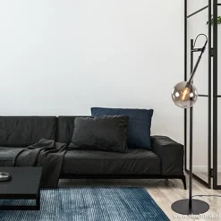 Vloerlamp Globe 1L zwart/smoke glas 25cm></noscript>Straluma Hot