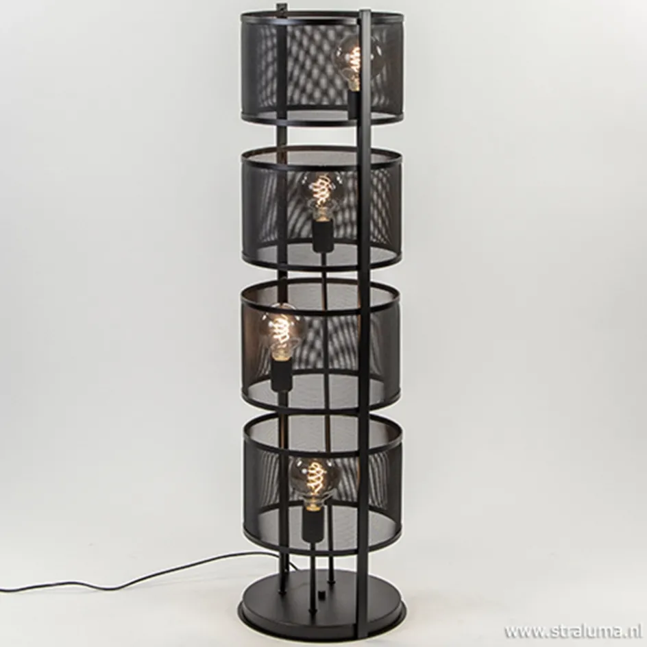 Vloerlamp 4L cilinder gaas zwart>Straluma Sale
