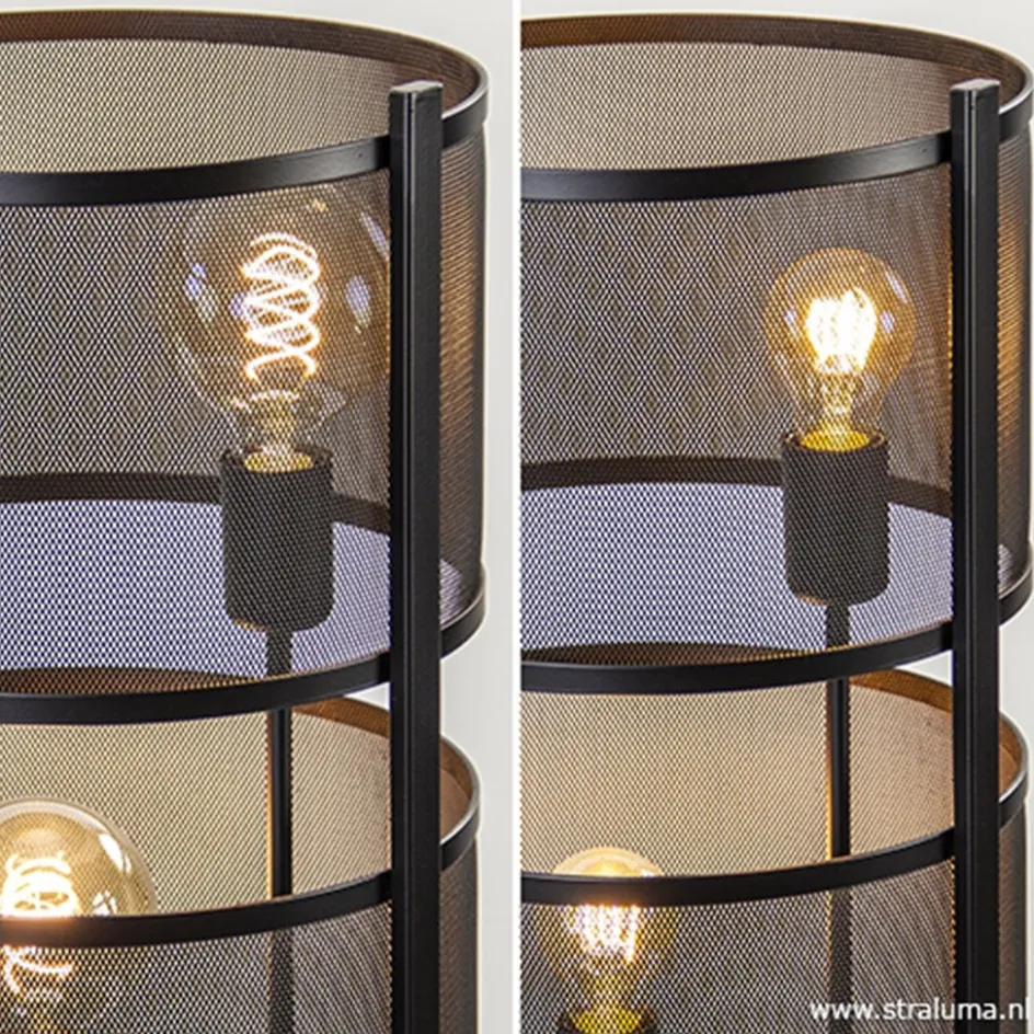 Vloerlamp 4L cilinder gaas zwart>Straluma Sale