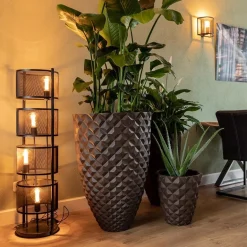 Vloerlamp 4L cilinder gaas zwart><noscript><img width=