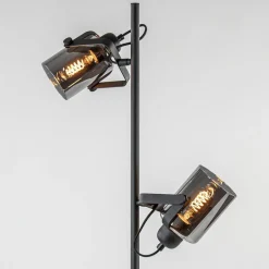 Vloerlamp mat zwart met titanium glazen kappen></noscript>Straluma Online