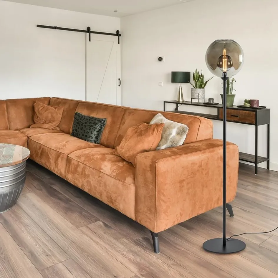 Vloerlamp zwart + smoke glas>Straluma Discount