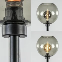 Vloerlamp zwart met smoke glazen kap><noscript><img width=