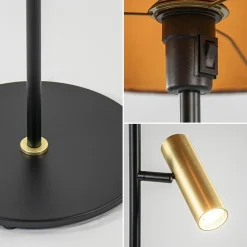 Vloerlamp zwart/goud met kap brons/goud><noscript><img width=
