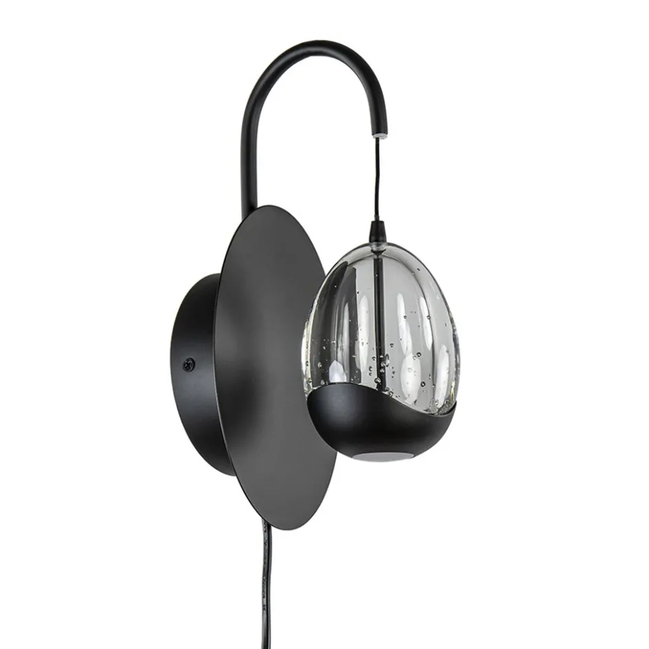 Wandlamp Black Egg zwart/helder glas>Straluma Online