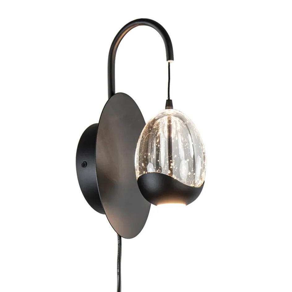 Wandlamp Black Egg zwart/helder glas>Straluma Online