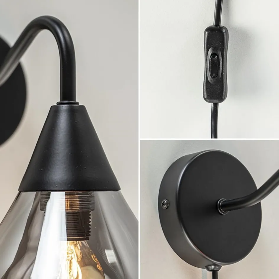 Wandlamp Cambio zwart + smoke glas>Straluma Hot