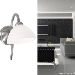 Wandlamp Capri staal/glas slaapkamer></noscript>Straluma Sale