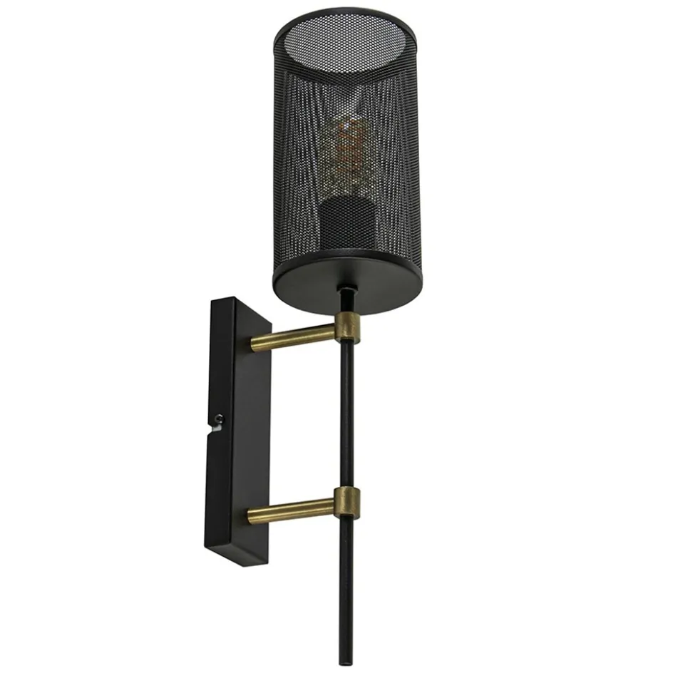 Wandlamp cilinder zwart/goud S>Straluma Hot