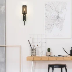 Wandlamp cilinder zwart/goud S><noscript><img width=