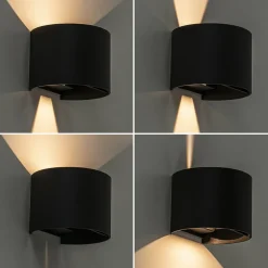 Wandlamp Davos afgerond zwart IP54 2700k></noscript>Straluma