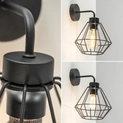 Wandlamp draadkorf zwart><noscript><img width=