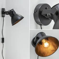 Wandlamp Eliano zwart industrieel><noscript><img width=