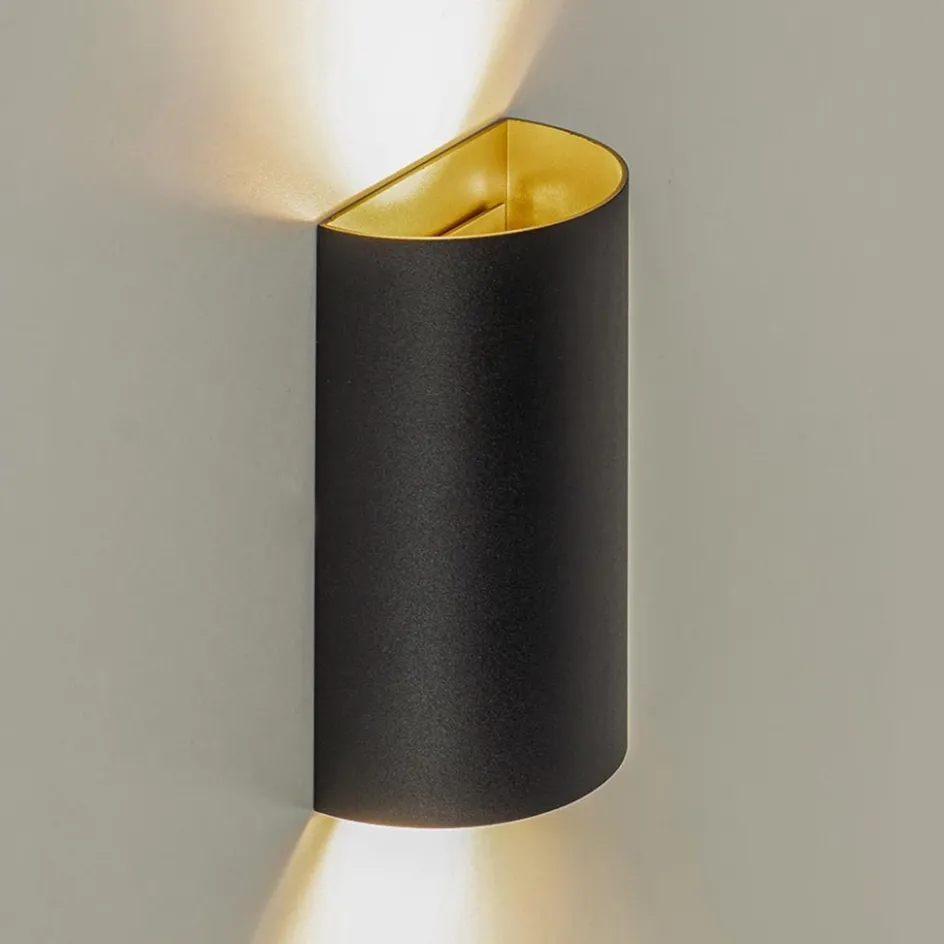 Wandlamp Hera afgerond zwart/matgoud 2xgu10>Straluma Best