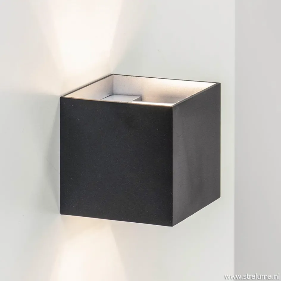 Wandlamp kubus verst. zwart/grijs ex.g9>Straluma