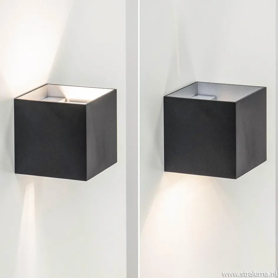 Wandlamp kubus verst. zwart/grijs ex.g9>Straluma