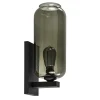 Wandlamp Lett zwart + smoke glas>Straluma Online