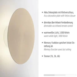 Wandlamp op accu goud 3-standen dimbaar><noscript><img width=