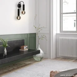 Wandlamp toog dubbel zwart></noscript>Straluma