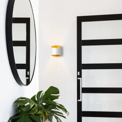 Wandlamp up+down wit met goud G9><noscript><img width=