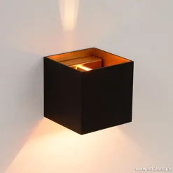 Wandlamp Xio kubus zwart/goud inclusief G9><noscript><img width=
