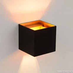 Wandlamp Xio kubus zwart/goud inclusief G9><noscript><img width=