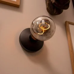 Wandlamp zwart met smoke dimbaar/oplaadbaar><noscript><img width=