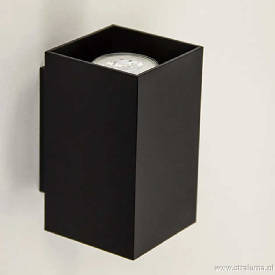 Wandlamp zwart rechthoek up+down gu10>Straluma Discount