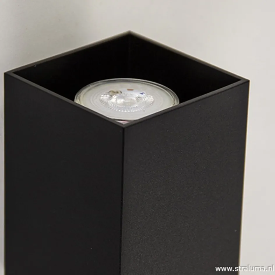 Wandlamp zwart rechthoek up+down gu10>Straluma Discount