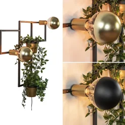 Wandlamp zwart/goud inclusief plantenpotten><noscript><img width=
