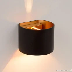 Wandlamp zwart/goud Xio up+down rond><noscript><img width=