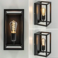 Wand-/plafondlamp rechthoek frame zwart><noscript><img width=