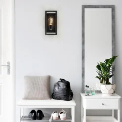 Wand-/plafondlamp rechthoek frame zwart><noscript><img width=