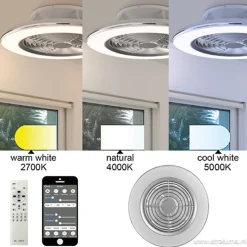 Zilveren ventilator met LED en bluetooth><noscript><img width=